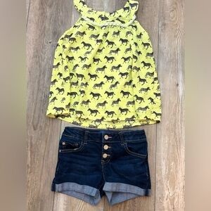 Girls Zebra Print Tank Top Cherokee Size 10/12 Yellow Safari Summer